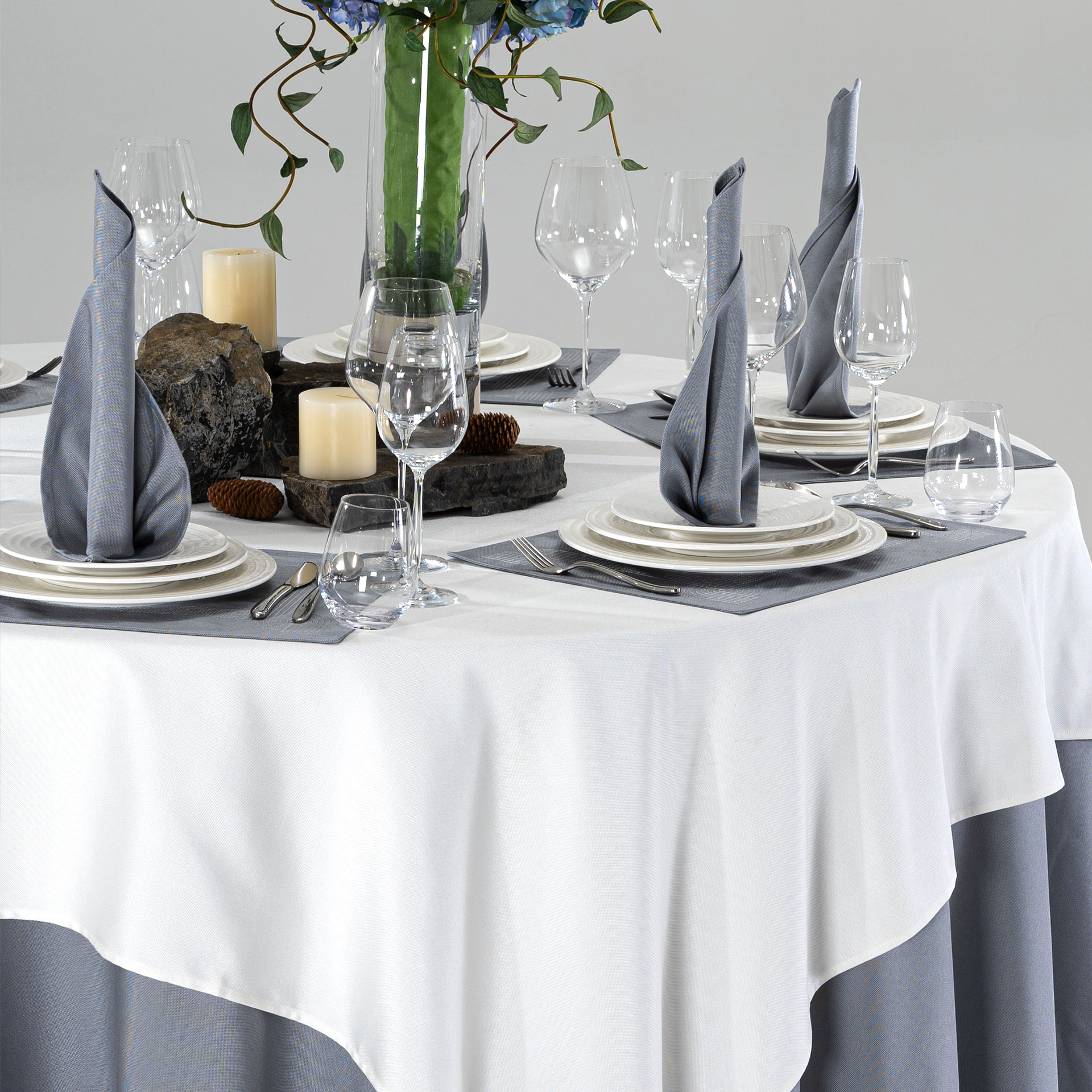 Slate Blue Hotel Banquet Table Linen & Placemat Set - Image 7