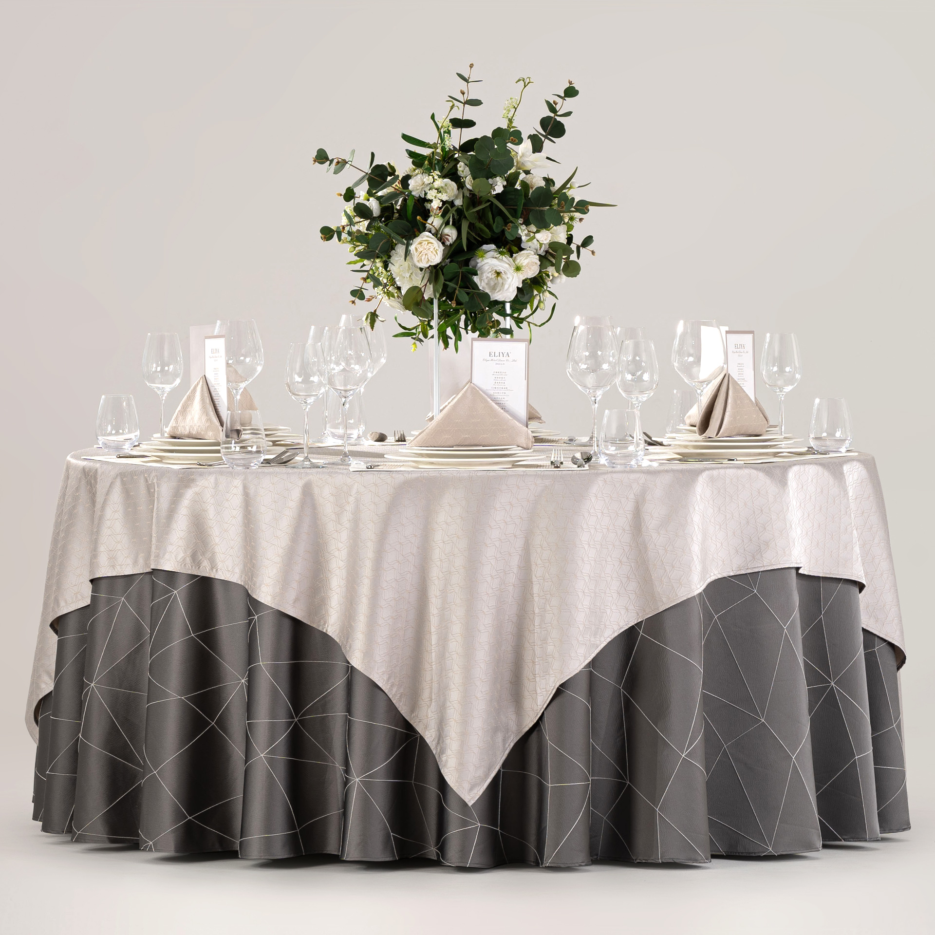 Modern Charcoal Geometric Hotel Banquet Tableware & Linen Collection - Image 2