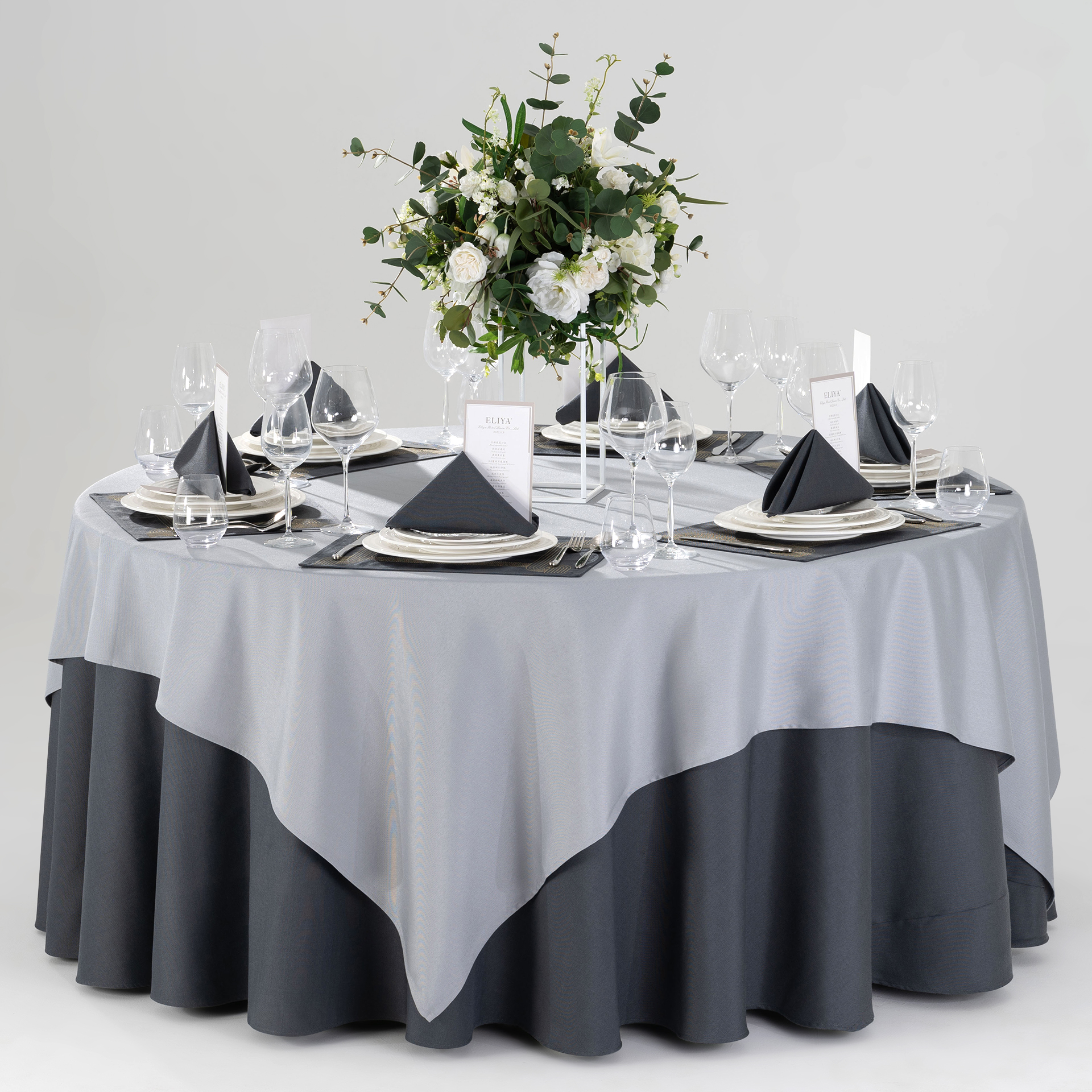 Modern Charcoal & Silver Gray Hotel Banquet Tableware & Linen Collection - Image 13