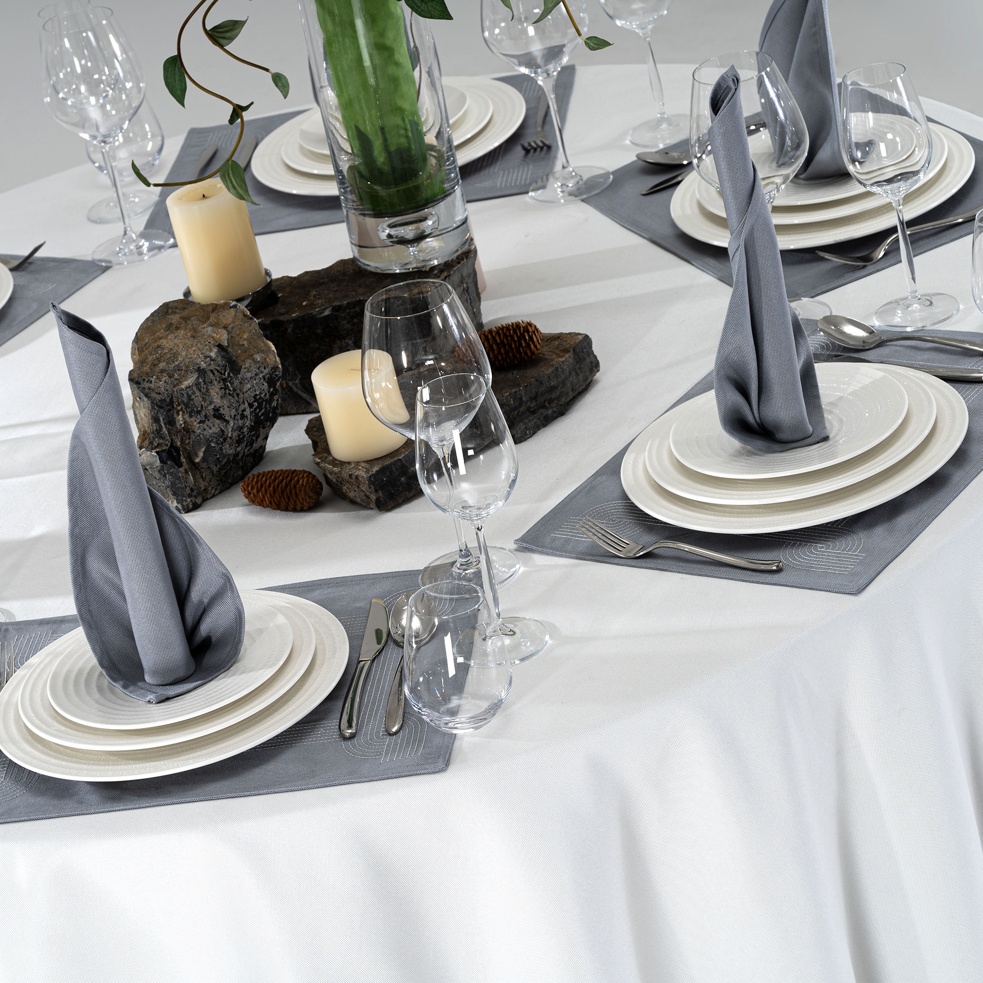 Slate Blue Hotel Banquet Table Linen & Placemat Set - Image 2