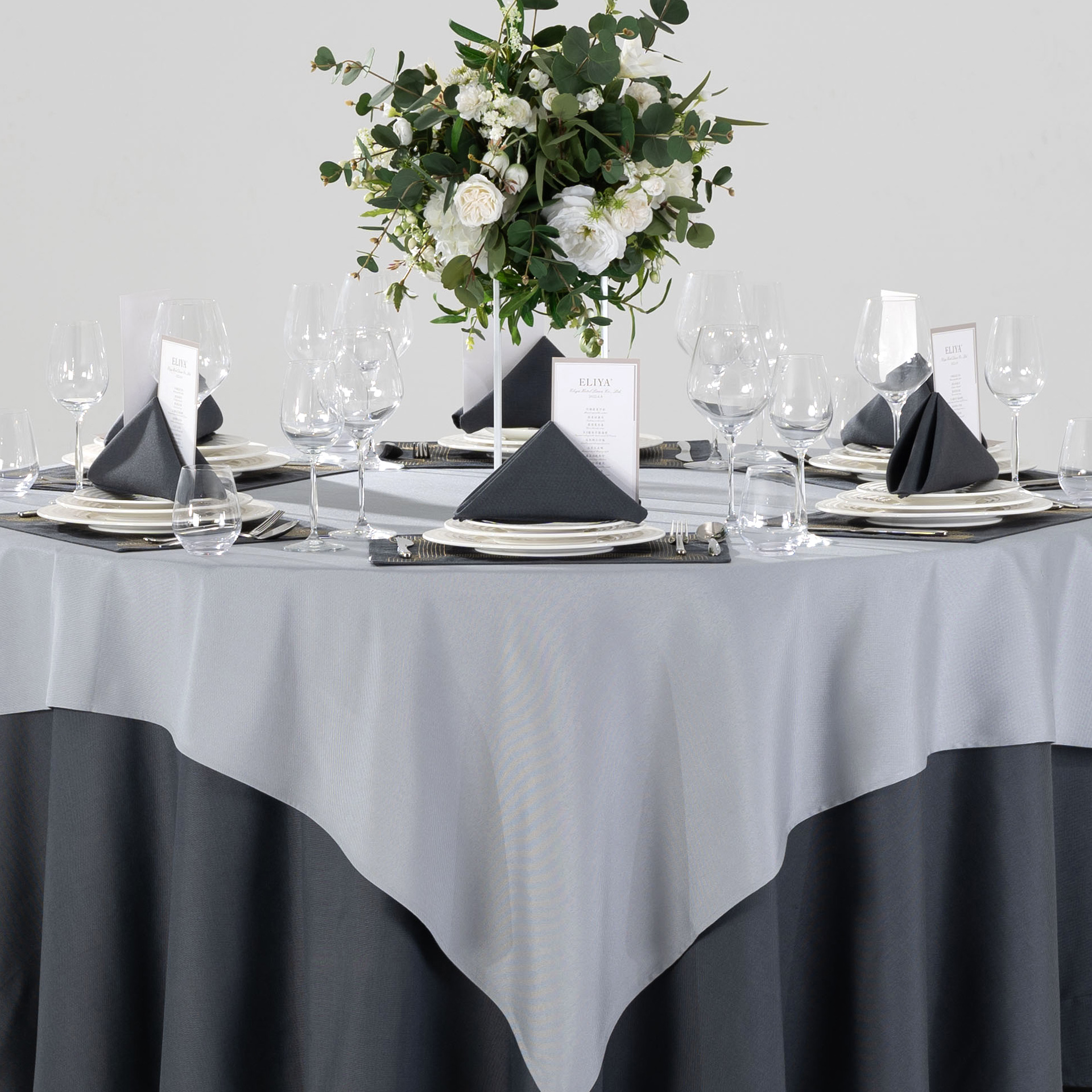 Modern Charcoal & Silver Gray Hotel Banquet Tableware & Linen Collection - Image 12
