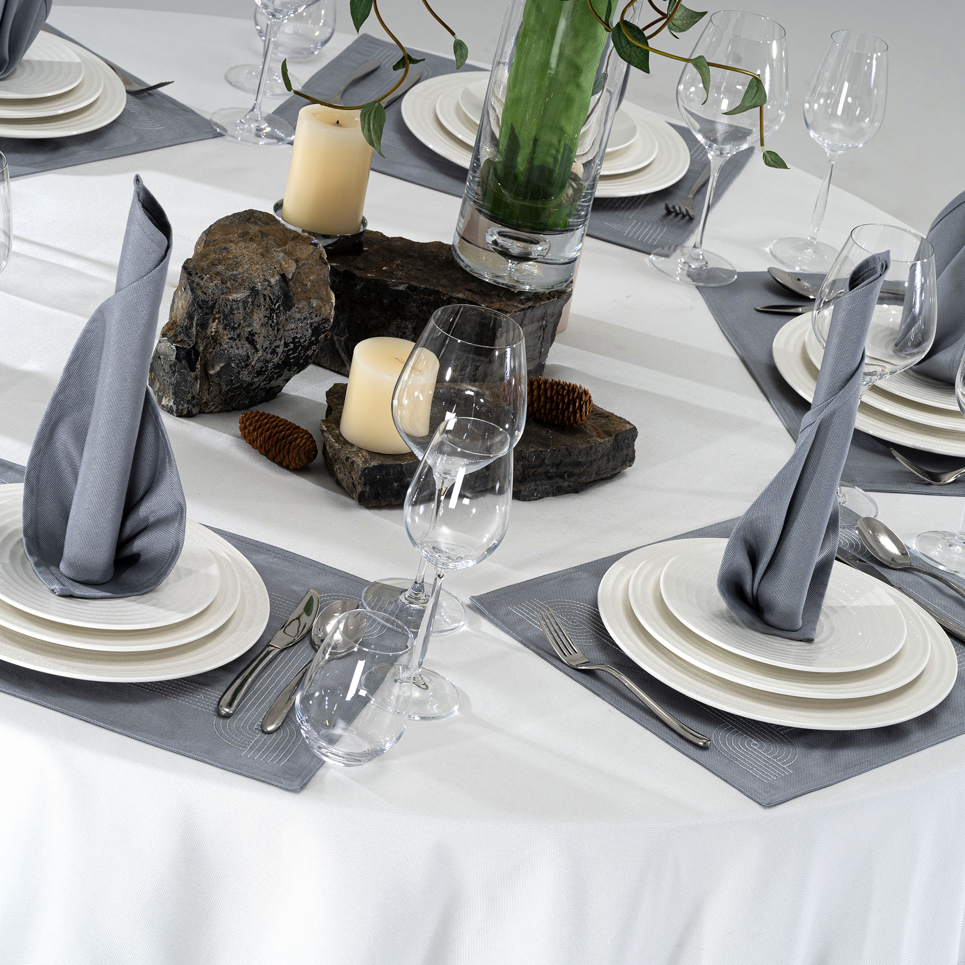 Slate Blue Hotel Banquet Table Linen & Placemat Set - Image 16
