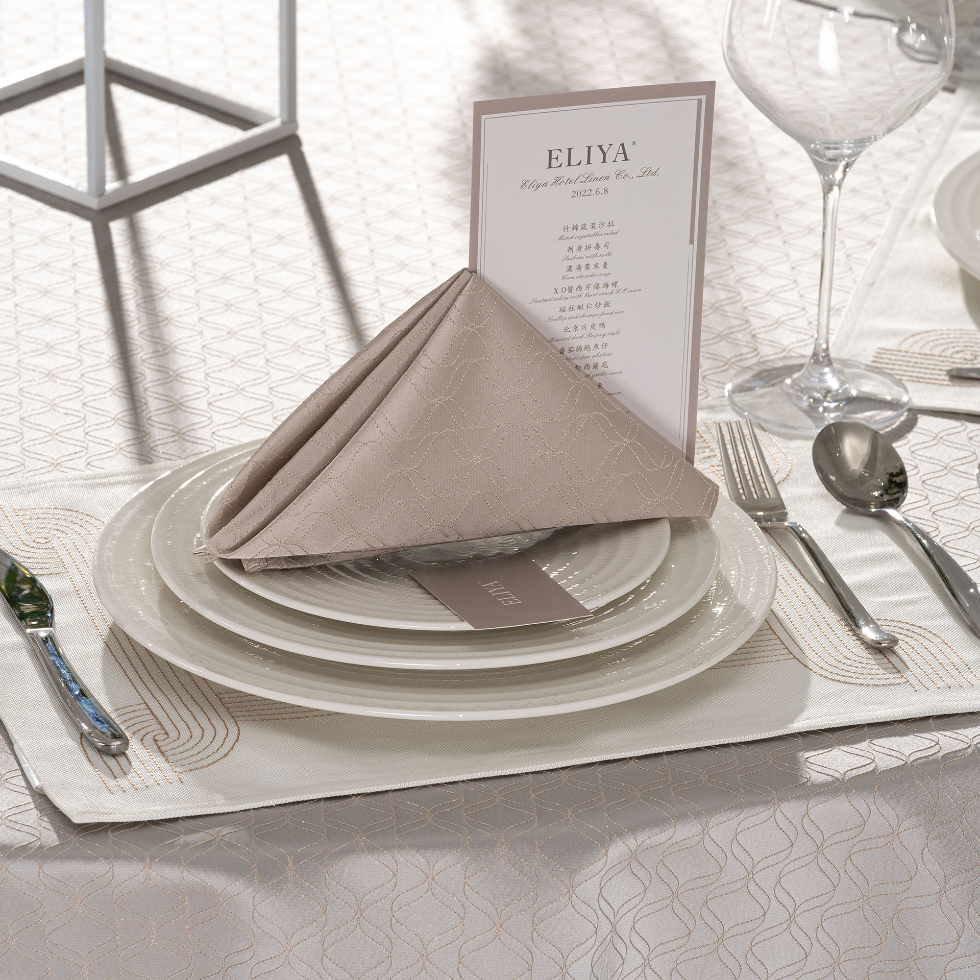 Modern Charcoal Geometric Hotel Banquet Tableware & Linen Collection - Image 13