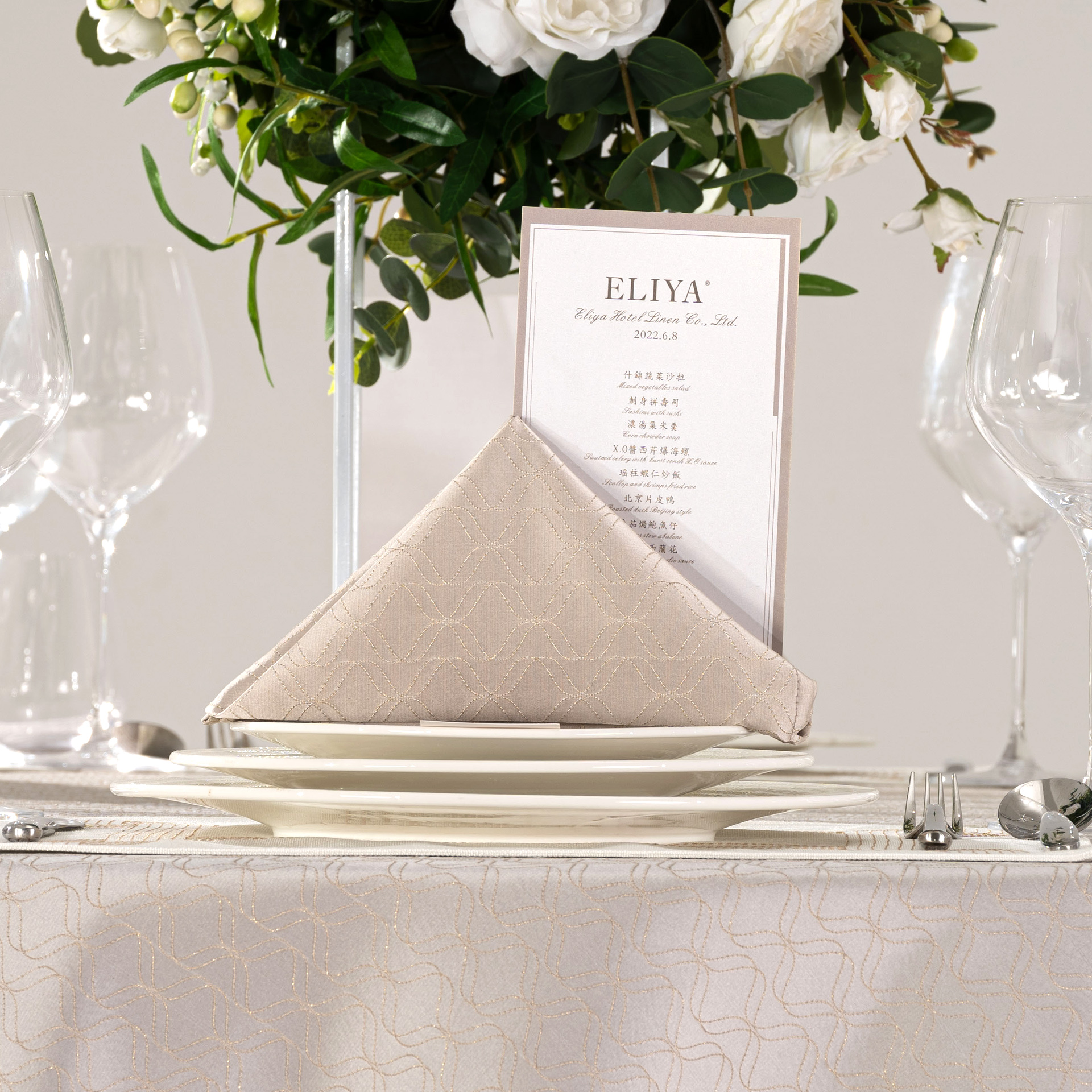 Champagne & Silver Luxury Hotel Banquet Tableware & Linen Collection - Image 6