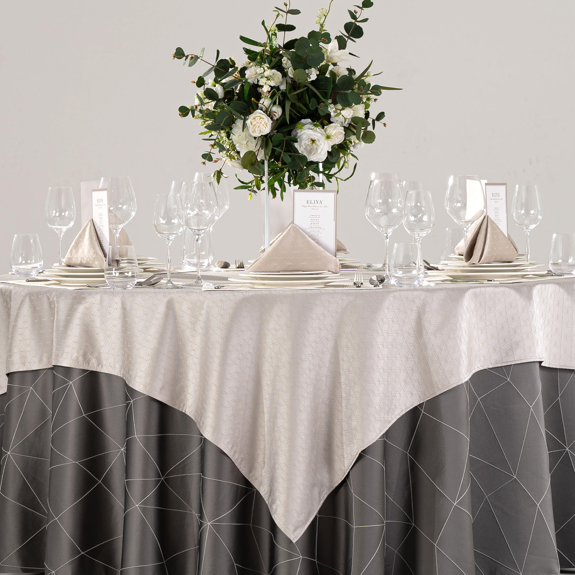 Modern Charcoal Geometric Hotel Banquet Tableware & Linen Collection - Image 10