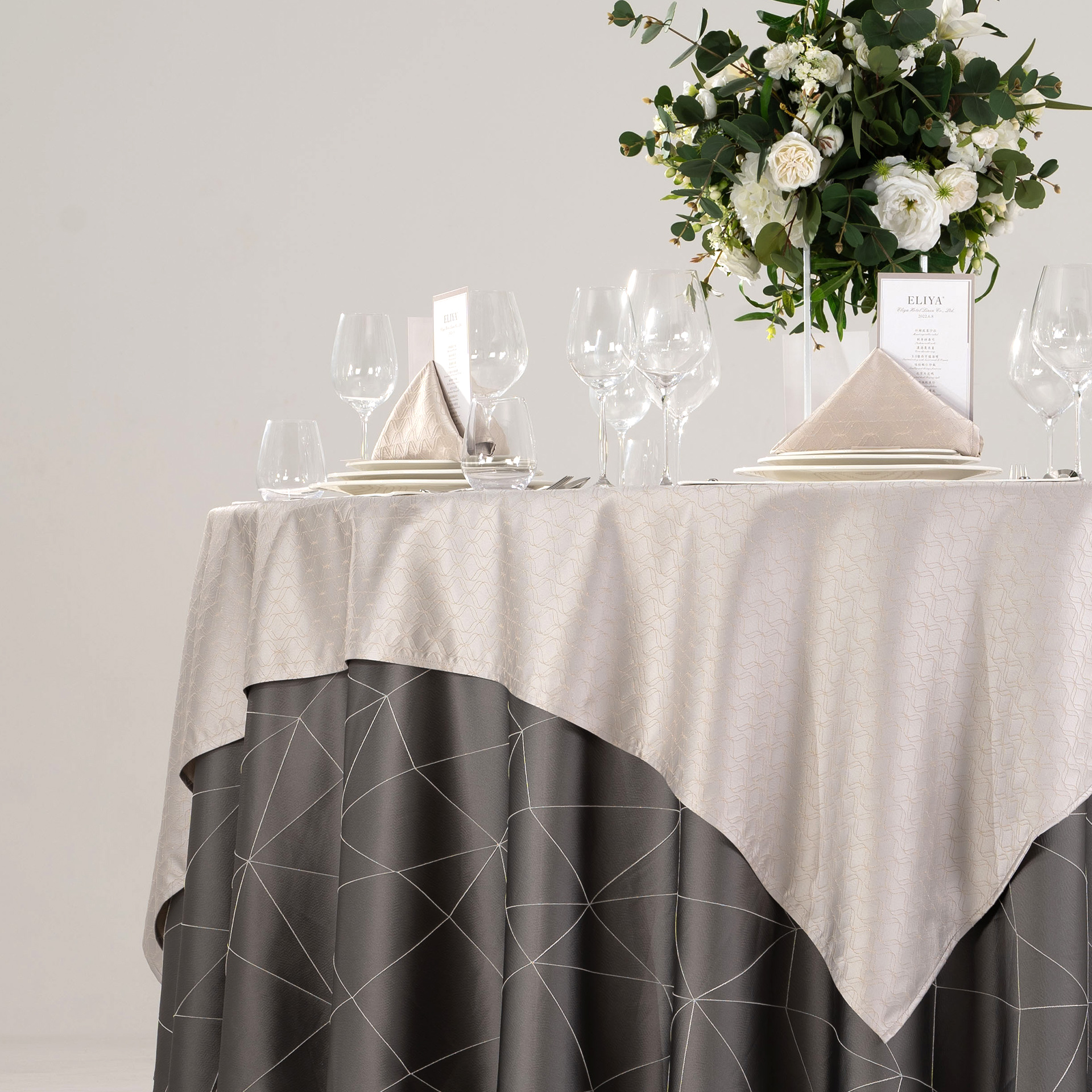 Modern Charcoal Geometric Hotel Banquet Tableware & Linen Collection - Image 9